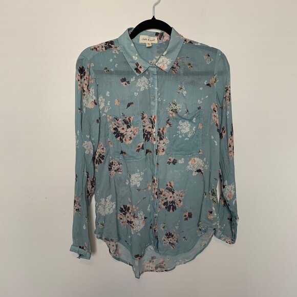 cloth & stone Tops - CLOTH & STONE BUTTON DOWN SHEER FLORAL BLOUSE SIZE MEDIUM